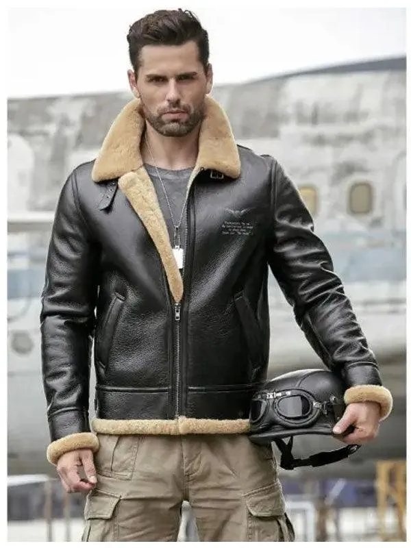 Men's Thick Winter Motorcycle Shearling Fur Leather Jacket