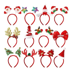 MGparty 12 Pieces Christmas Headbands Christmas Parties Favors Decoration Supplies Xmas Gift Photo Booth Xmas Tree Snowman Reindeer Antlers Santa Hat