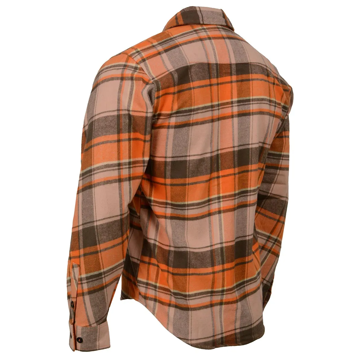 Milwaukee Leather  Men's 'Wild One' Brown/Orange Long Sleeve 10.5-Oz Heavy Duty-Cotton Flannel Shirt MNG11701