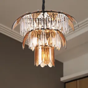 Modern 3-Layer Crystal Chandelier with 10 Lights for Living Room Ceiling