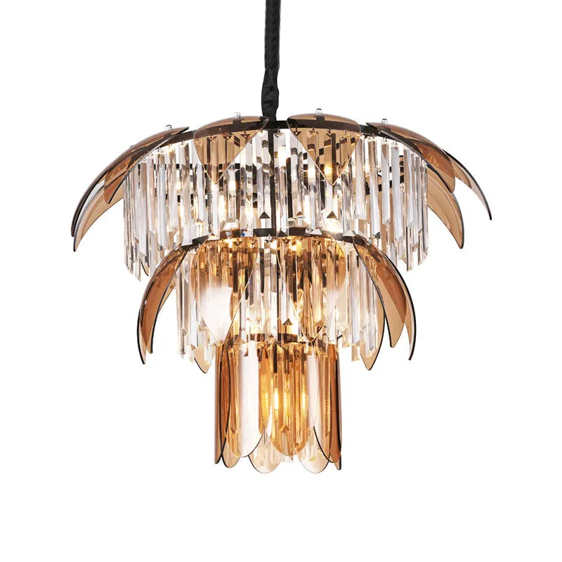 Modern 3-Layer Crystal Chandelier with 10 Lights for Living Room Ceiling