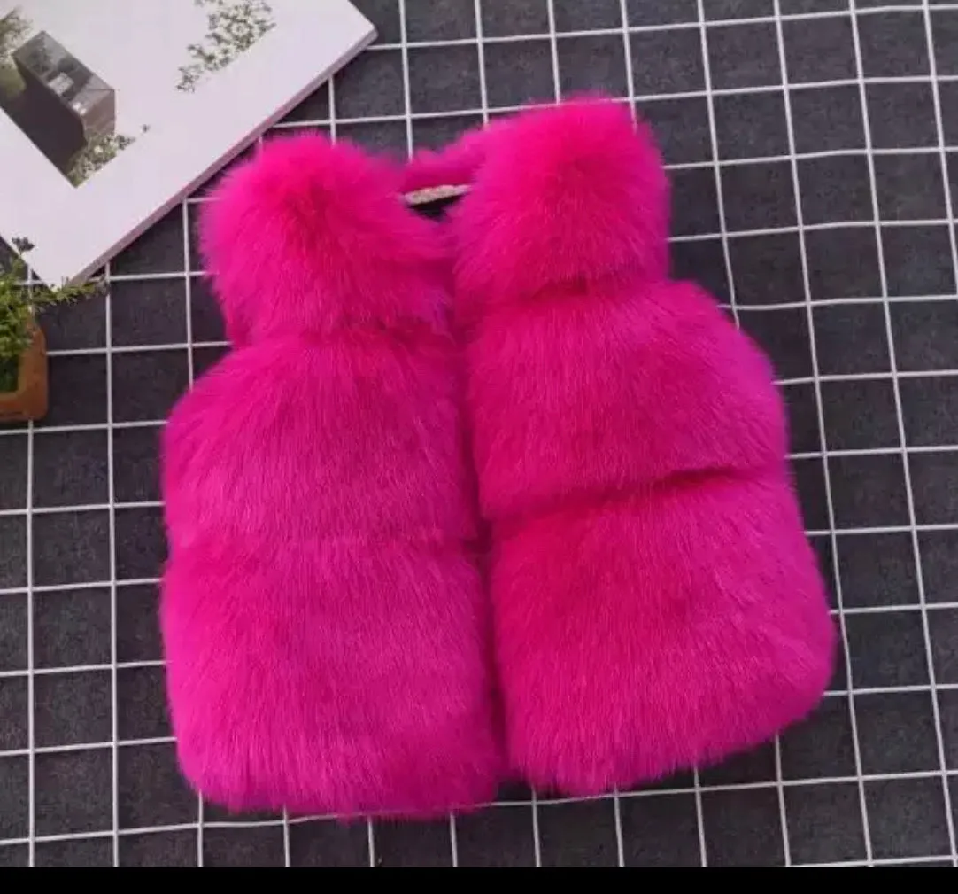 Mykonos Faux Fur Vest in Fierce Fuchsia