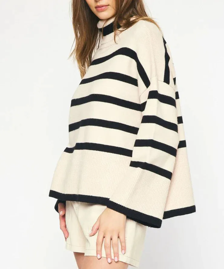 Natural And Black Stripe Sweater