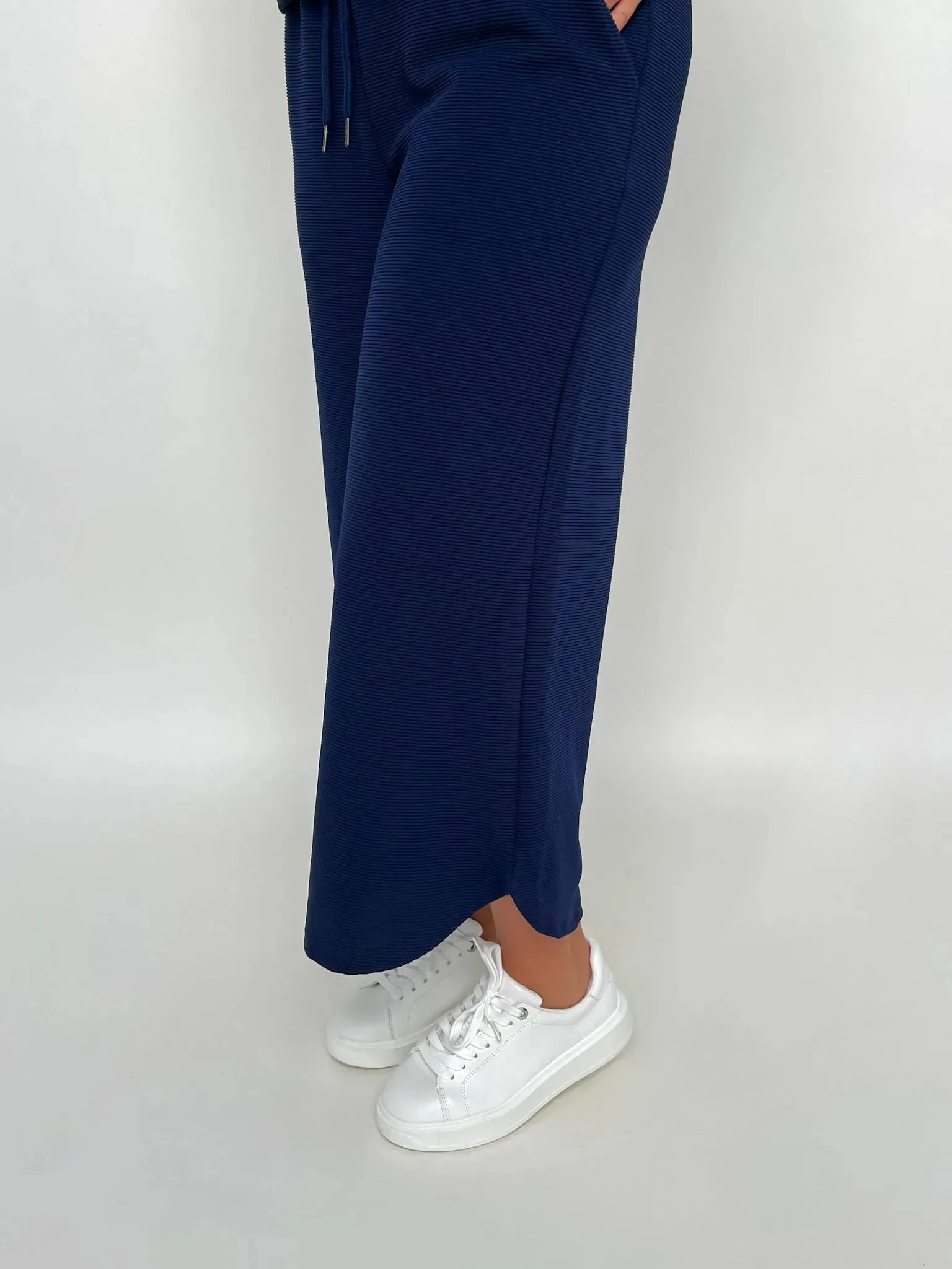 Navy High Waisted Wide Leg Pants