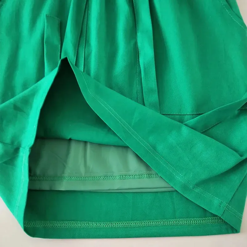 New Spring Summer Elegant Midi Skirts Womens Office Pencil Skirt Cotton Elastic Waist Package Hip Skirt Bow Skirt Green