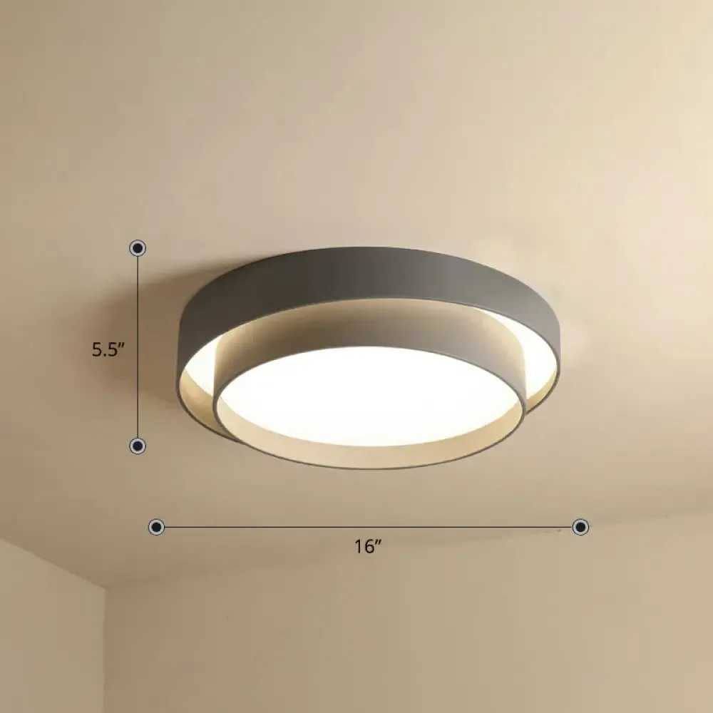 Nordic LED Flushmount Ceiling Light Fixture - Metal 2-Layer Design, Ideal for Bedroom Lighting