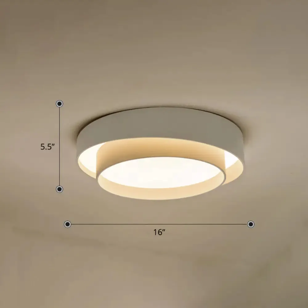 Nordic LED Flushmount Ceiling Light Fixture - Metal 2-Layer Design, Ideal for Bedroom Lighting