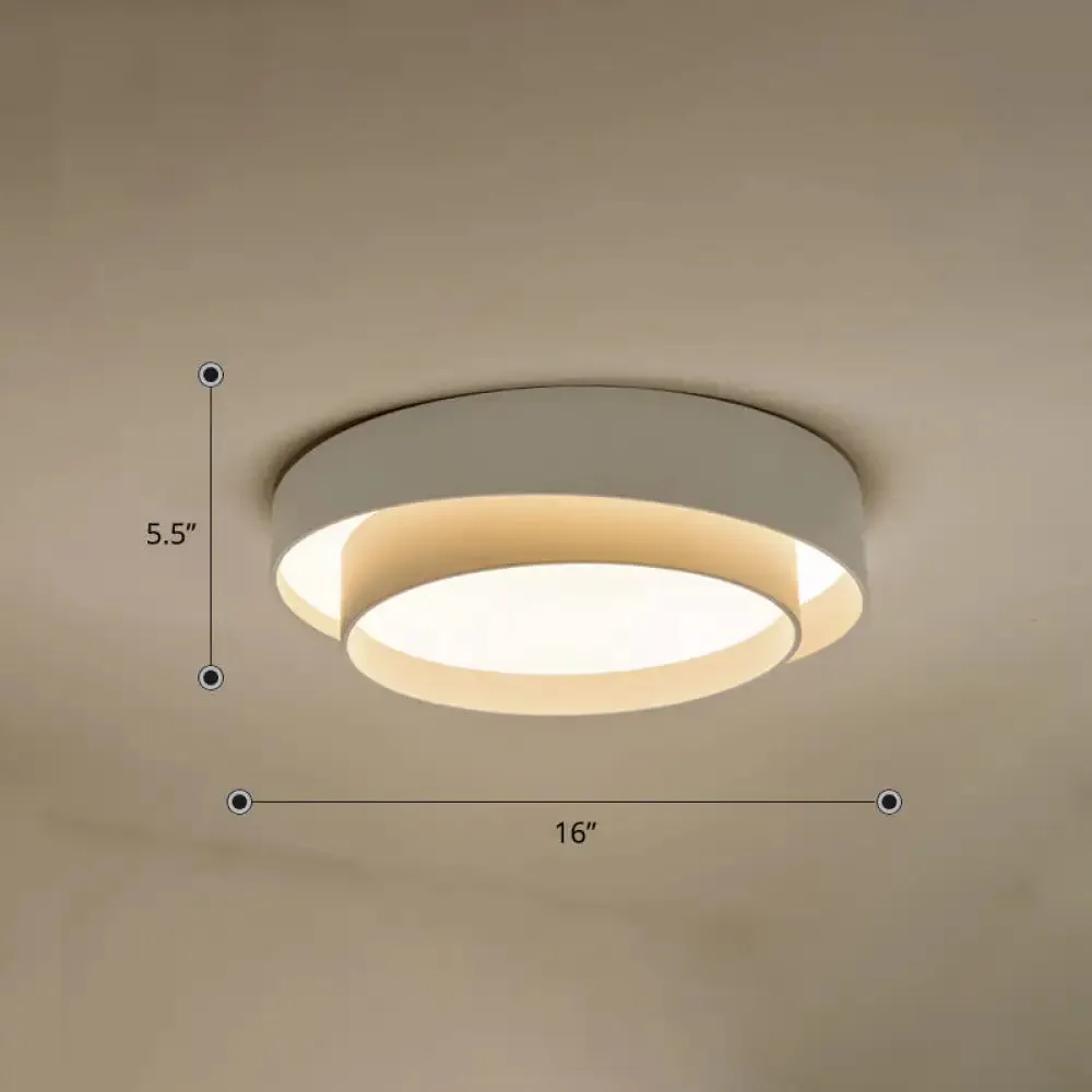 Nordic LED Flushmount Ceiling Light Fixture - Metal 2-Layer Design, Ideal for Bedroom Lighting