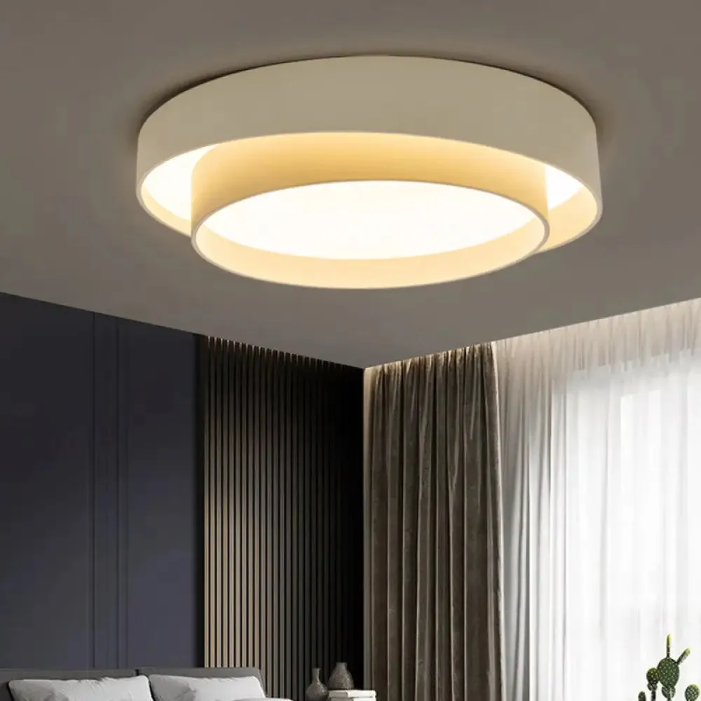 Nordic LED Flushmount Ceiling Light Fixture - Metal 2-Layer Design, Ideal for Bedroom Lighting