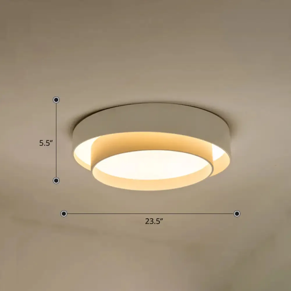 Nordic LED Flushmount Ceiling Light Fixture - Metal 2-Layer Design, Ideal for Bedroom Lighting