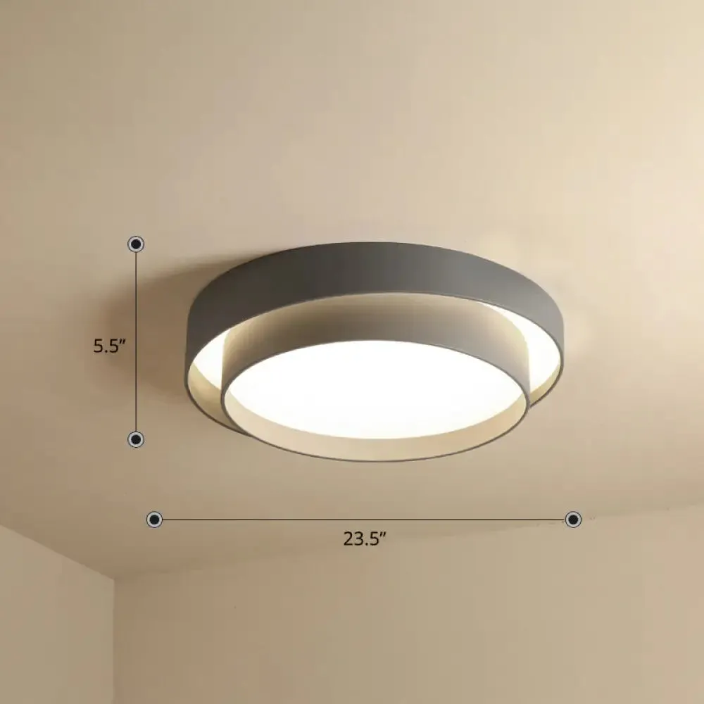 Nordic LED Flushmount Ceiling Light Fixture - Metal 2-Layer Design, Ideal for Bedroom Lighting