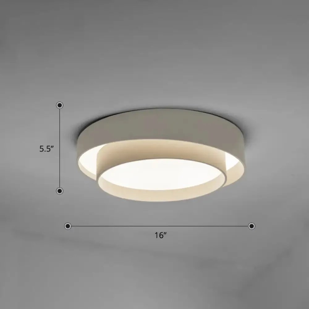 Nordic LED Flushmount Ceiling Light Fixture - Metal 2-Layer Design, Ideal for Bedroom Lighting