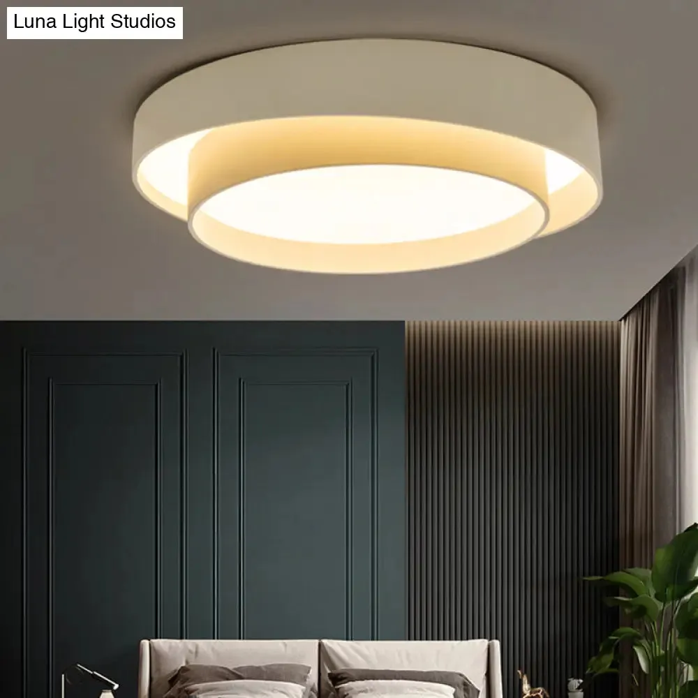 Nordic LED Flushmount Ceiling Light Fixture - Metal 2-Layer Design, Ideal for Bedroom Lighting