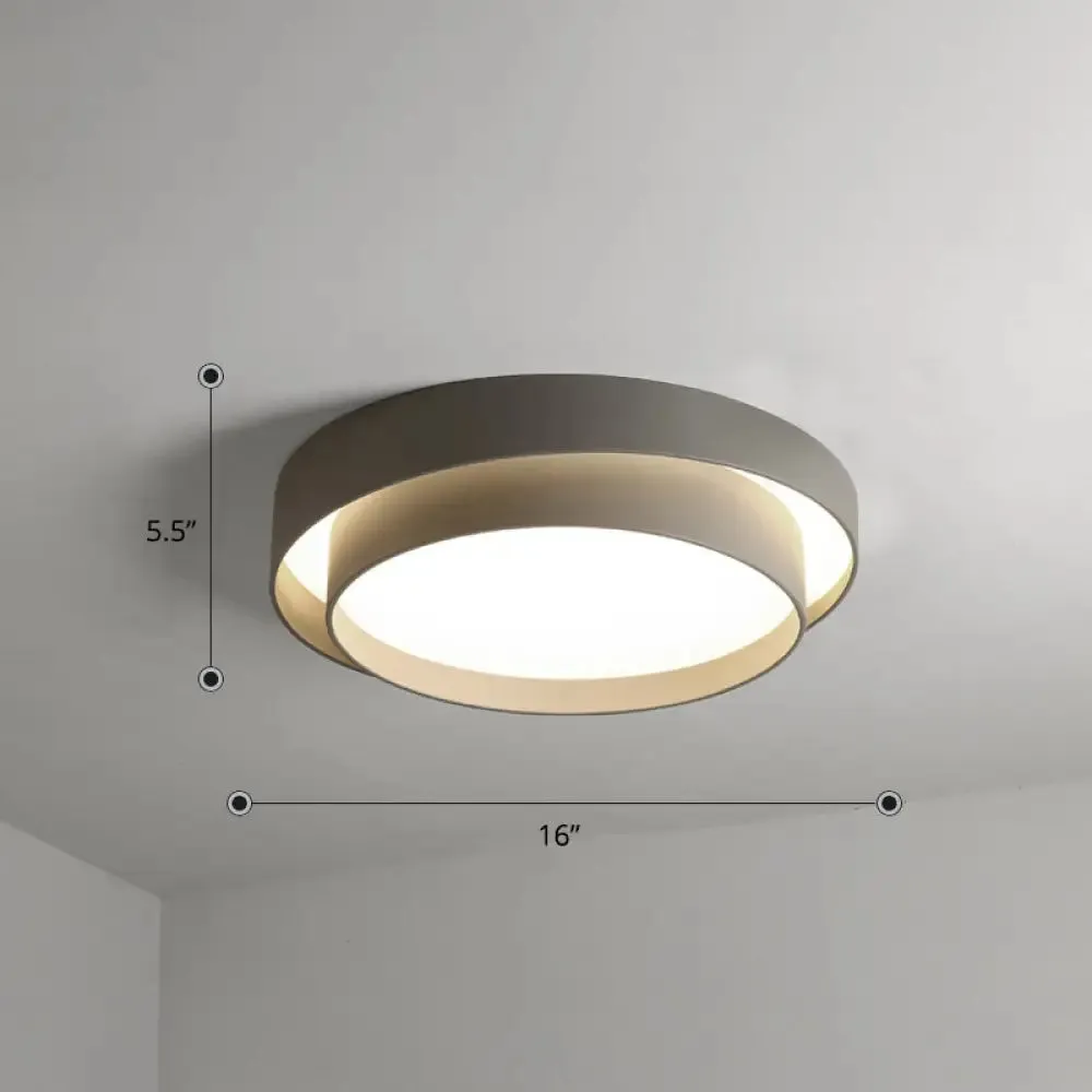 Nordic LED Flushmount Ceiling Light Fixture - Metal 2-Layer Design, Ideal for Bedroom Lighting