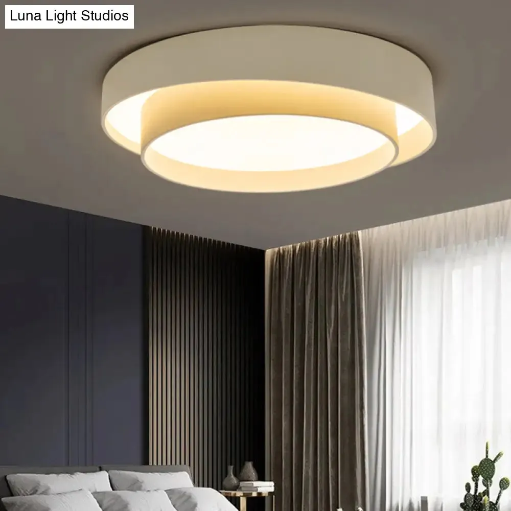 Nordic LED Flushmount Ceiling Light Fixture - Metal 2-Layer Design, Ideal for Bedroom Lighting