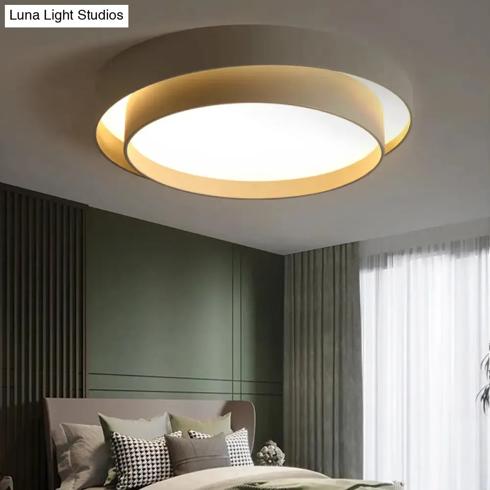 Nordic LED Flushmount Ceiling Light Fixture - Metal 2-Layer Design, Ideal for Bedroom Lighting