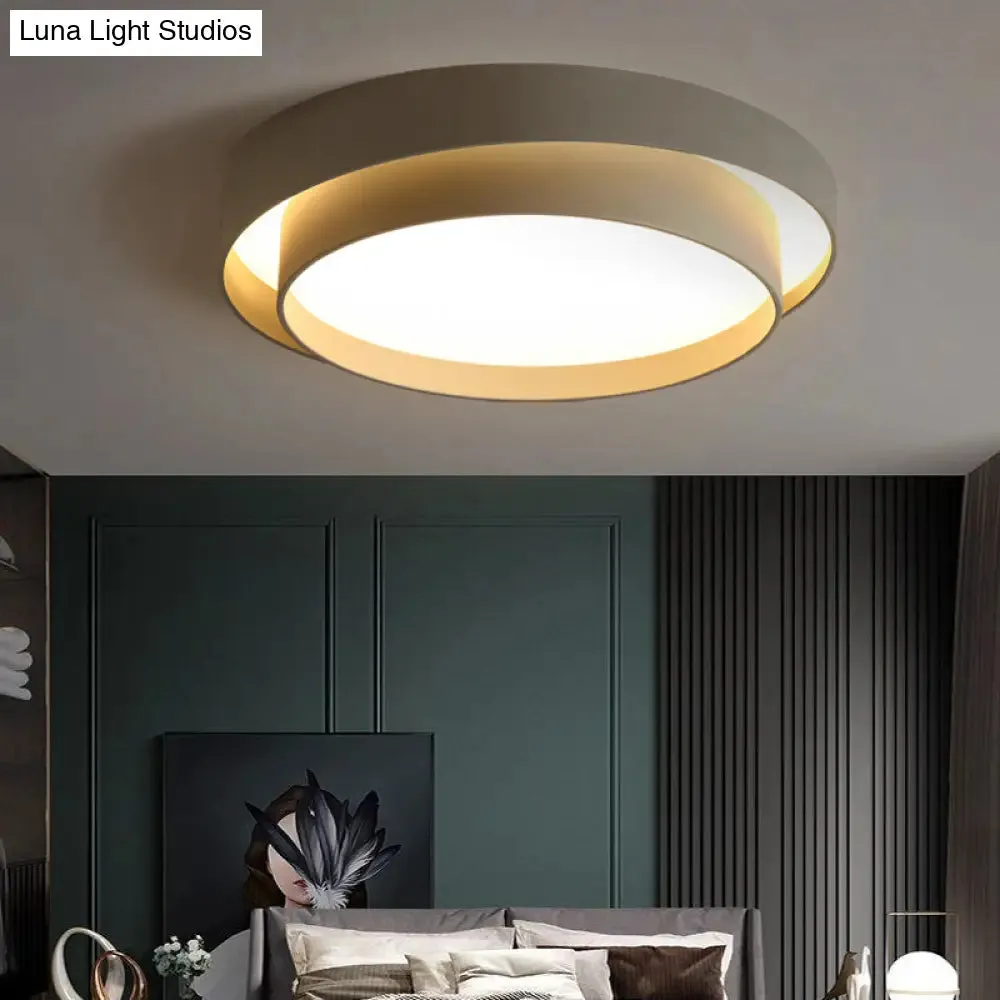 Nordic LED Flushmount Ceiling Light Fixture - Metal 2-Layer Design, Ideal for Bedroom Lighting