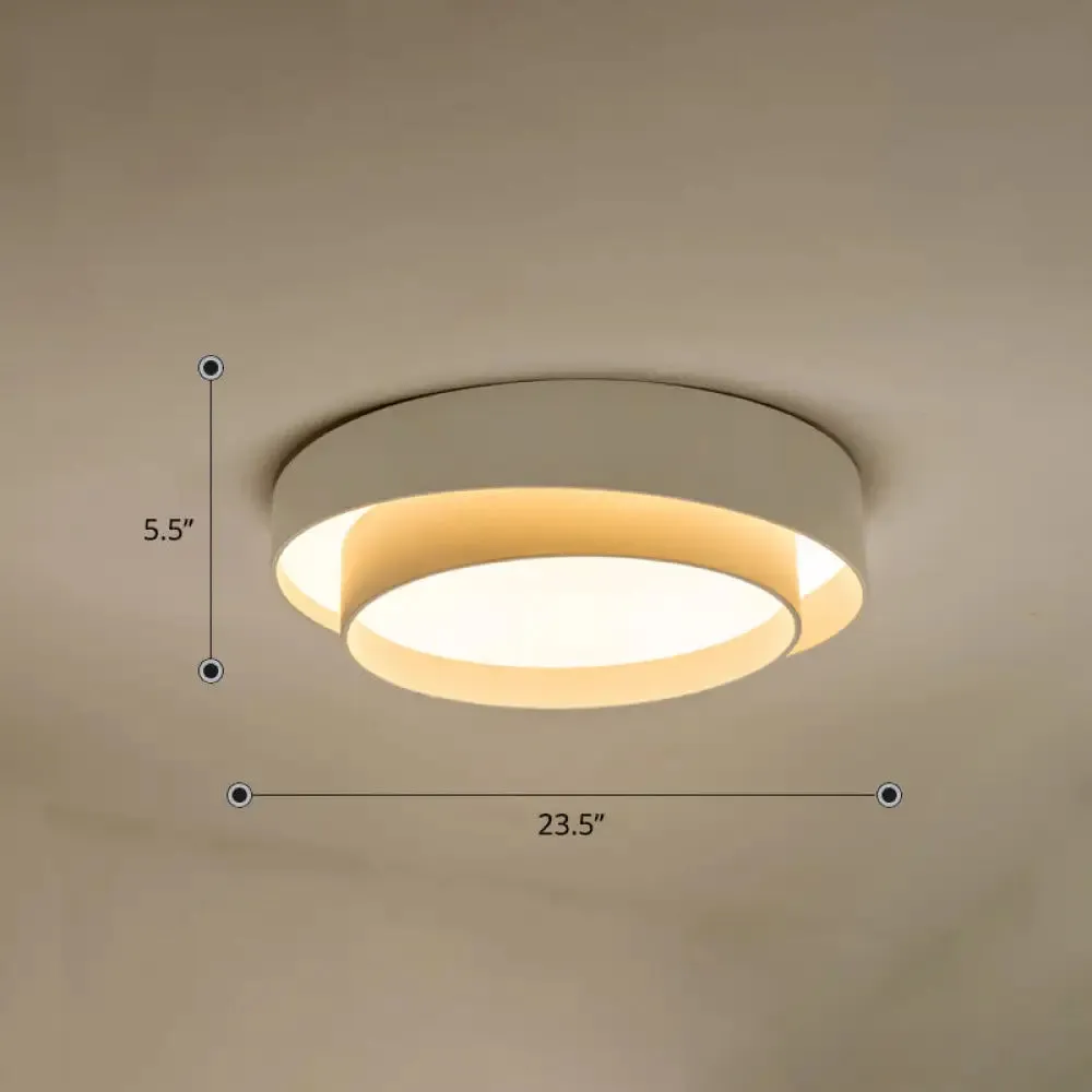 Nordic LED Flushmount Ceiling Light Fixture - Metal 2-Layer Design, Ideal for Bedroom Lighting