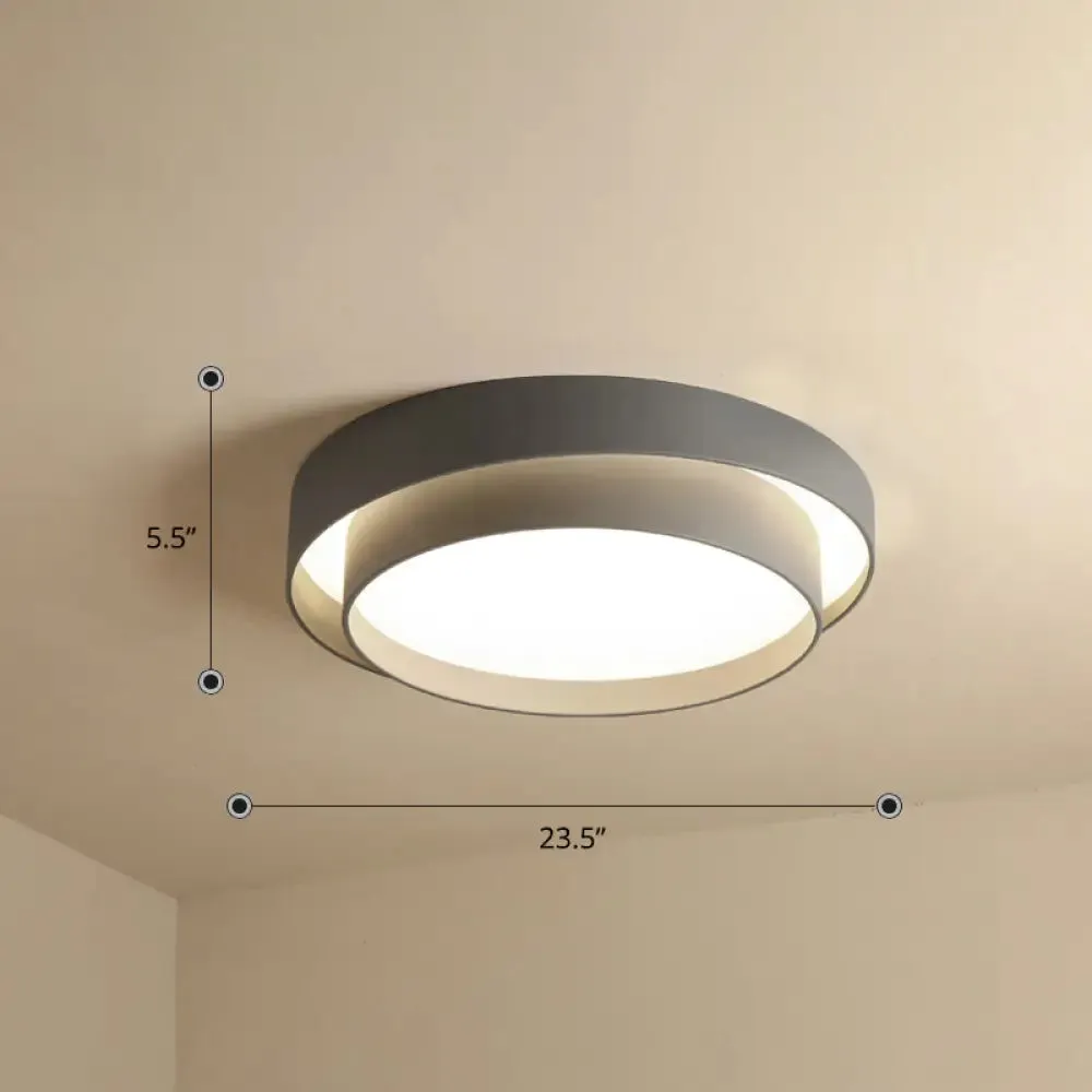 Nordic LED Flushmount Ceiling Light Fixture - Metal 2-Layer Design, Ideal for Bedroom Lighting