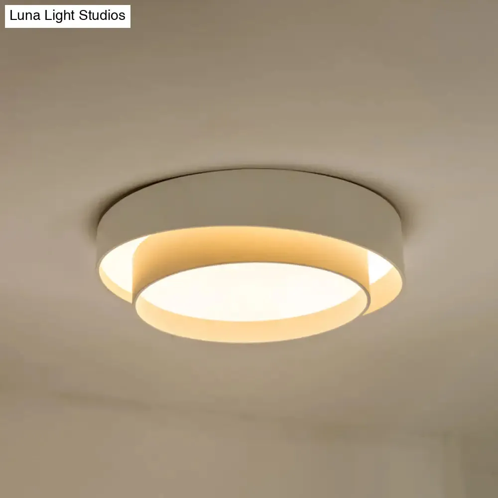 Nordic LED Flushmount Ceiling Light Fixture - Metal 2-Layer Design, Ideal for Bedroom Lighting