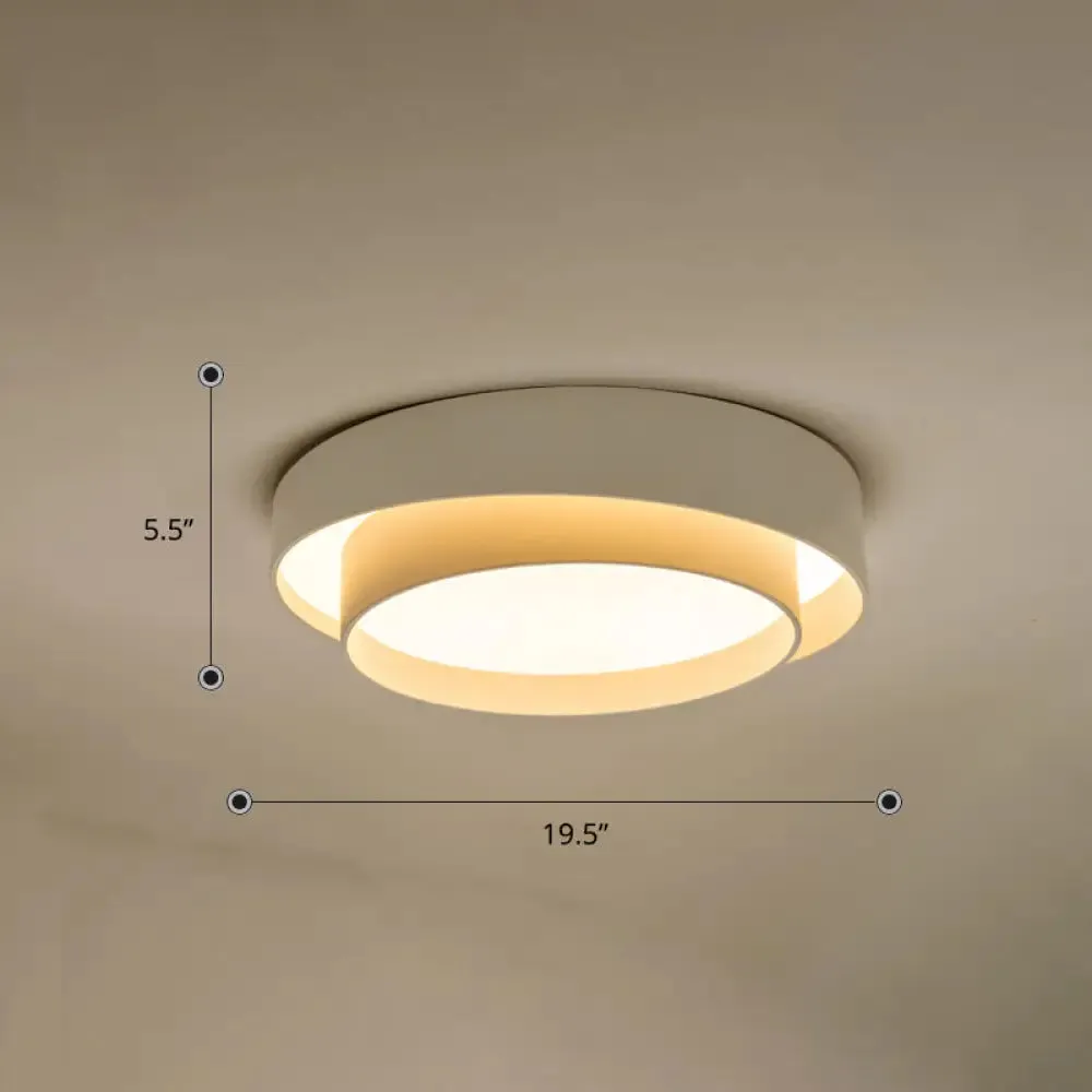 Nordic LED Flushmount Ceiling Light Fixture - Metal 2-Layer Design, Ideal for Bedroom Lighting