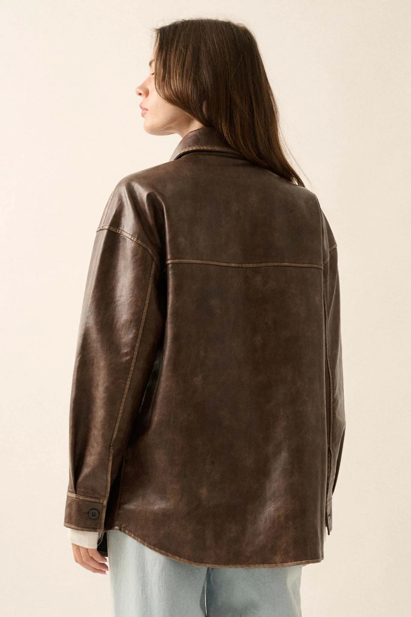 Nowhere to Hide Vegan Leather Button-Up Shacket