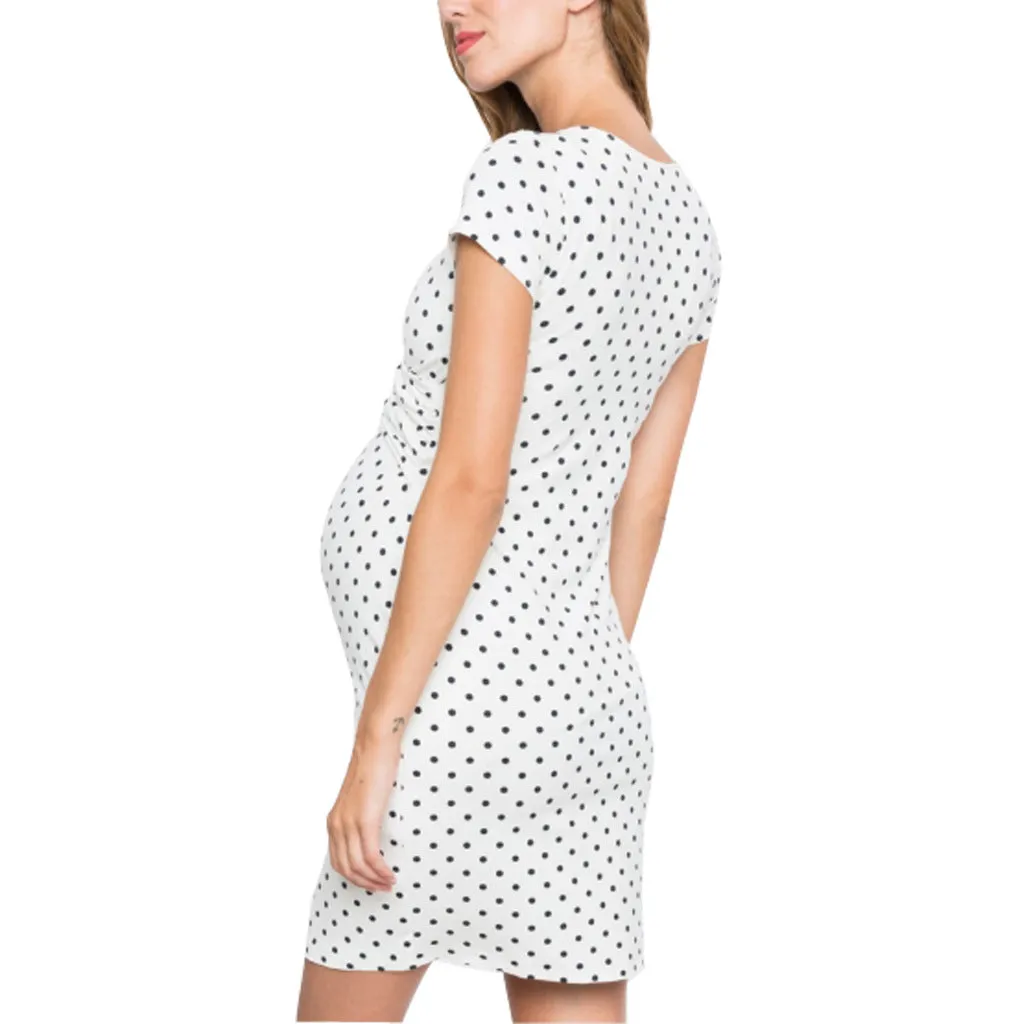 Nursing Clothes  Short Sleeve V Neck Maternity Dress