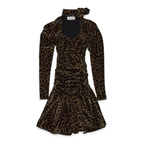 NWT ATTICO NATURAL LEOPARD OPEN TURTLENECK DRESS SIZE 40 $1155