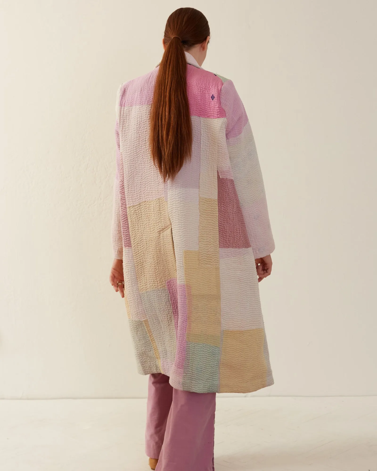 Officer Pastel Patchwork Kantha Coat