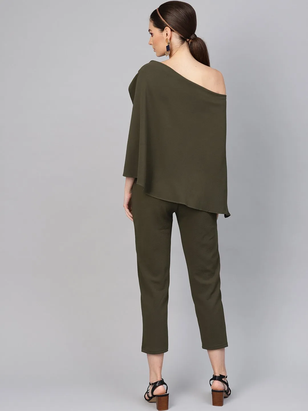 Olive Cape Jumpsuit