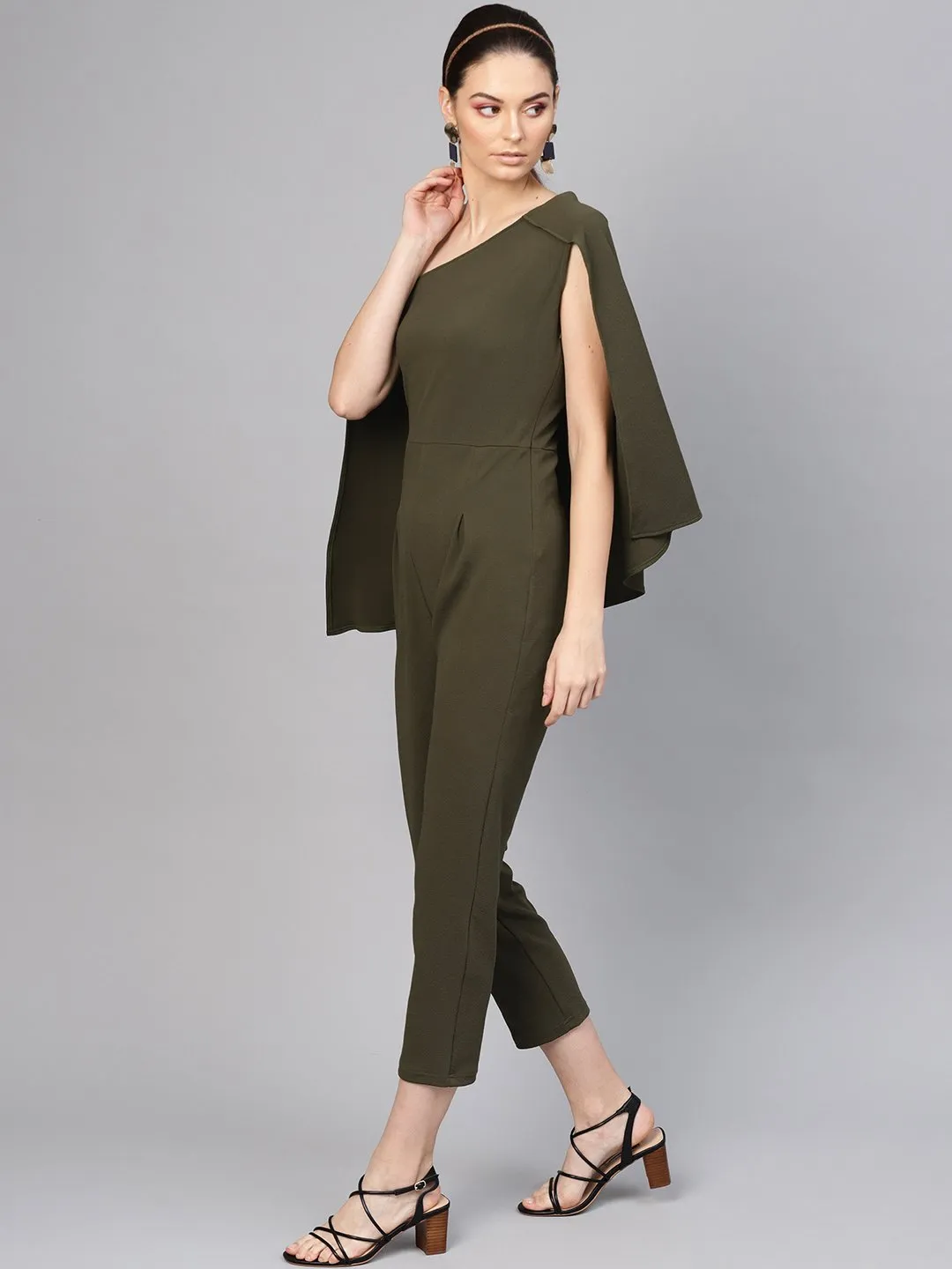 Olive Cape Jumpsuit