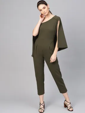 Olive Cape Jumpsuit