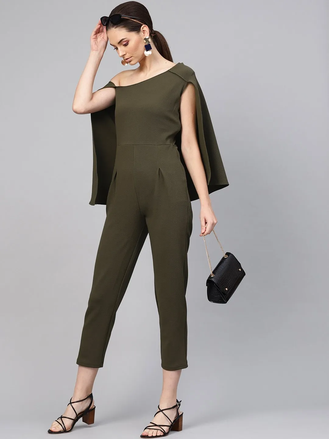 Olive Cape Jumpsuit