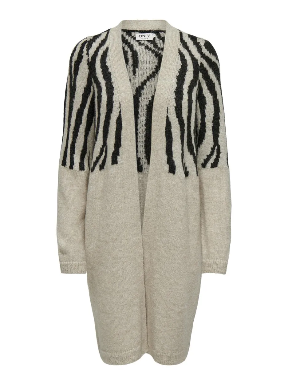 Onljade Zebra Ls Cardigan Cc Knt - Zand Dessin