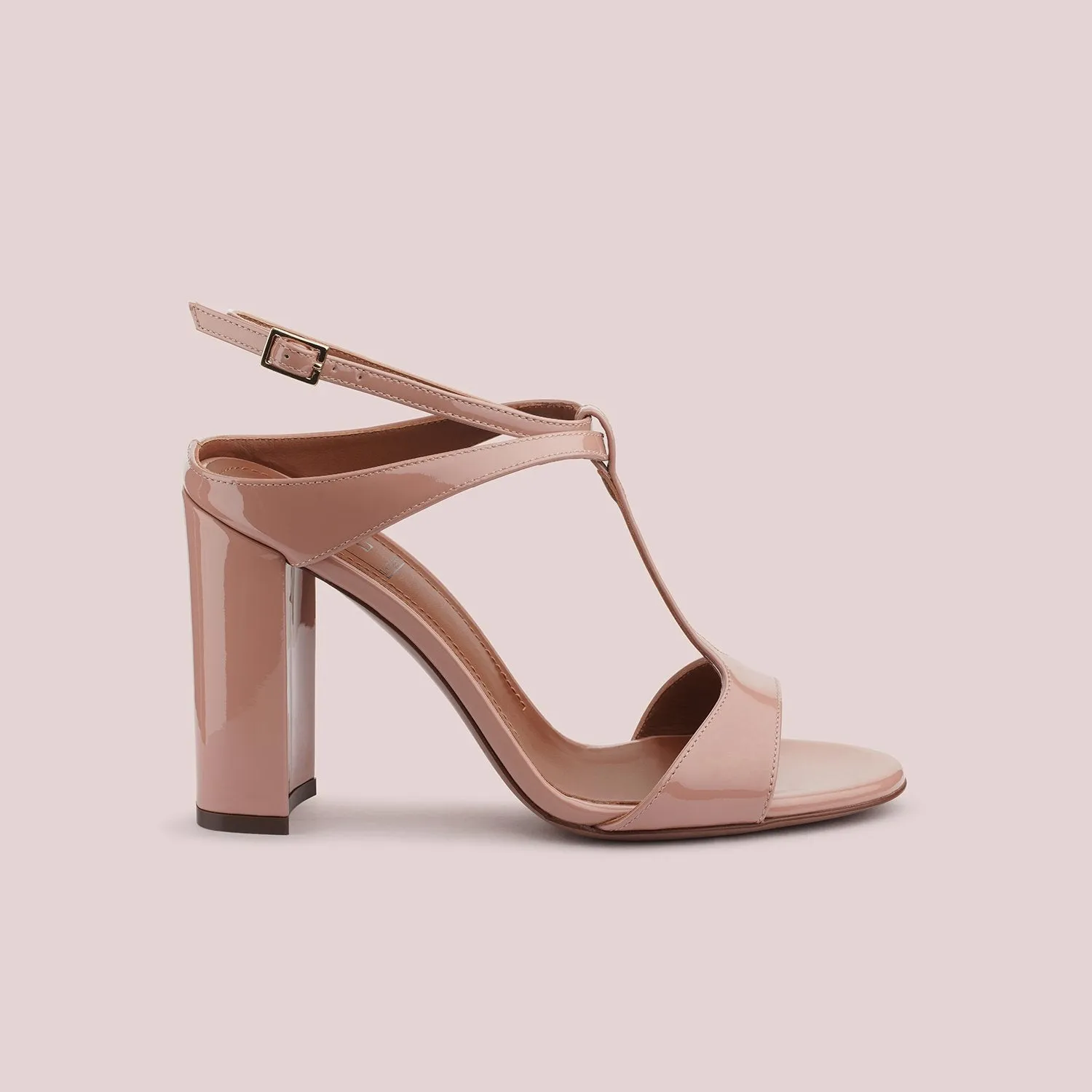 Open Toe Sandals In Pink Patent Leather