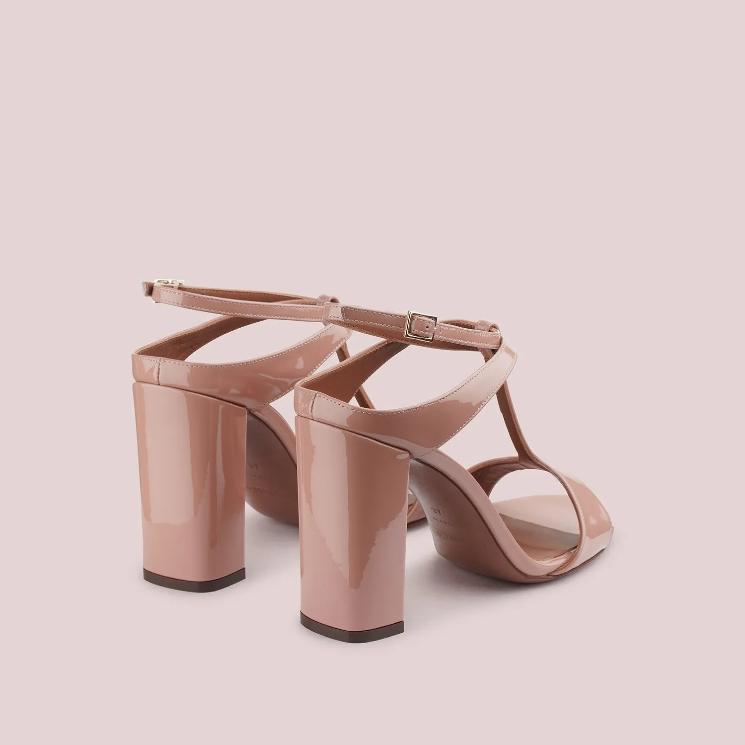 Open Toe Sandals In Pink Patent Leather