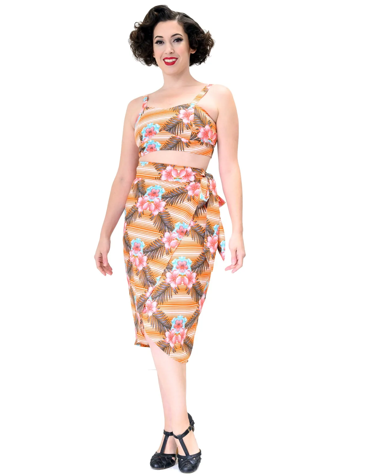 Orange Tropical Wrap Skirt