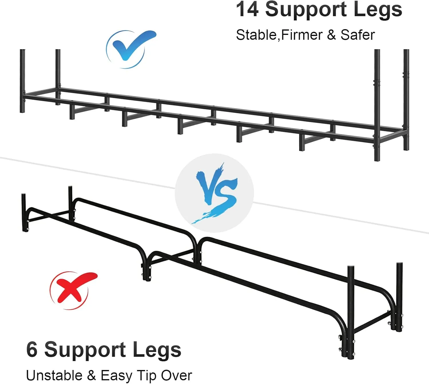 Outdoor Firewood Rack with Cover Combo Set Waterproof for Wood Storage, Adjustable Fire Log Stacker Stand, Heavy Duty Firewood Holder for Fireplace Metal Lumber Storage Carrier Organizer