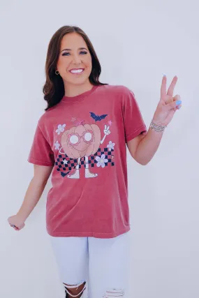 Peace And Pumpkins Graphic Tee S-3X - Maroon