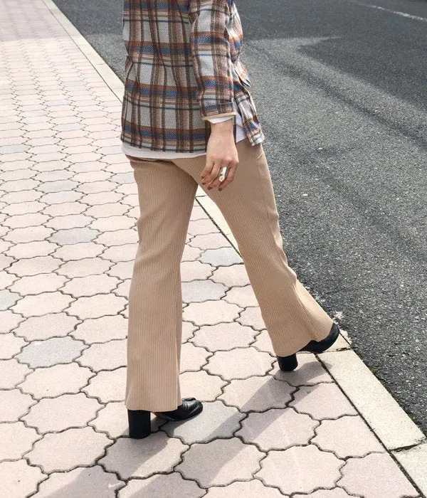 PHEENY/Pe/C RANDOM RIB FLARED PANTS(BEIGE)