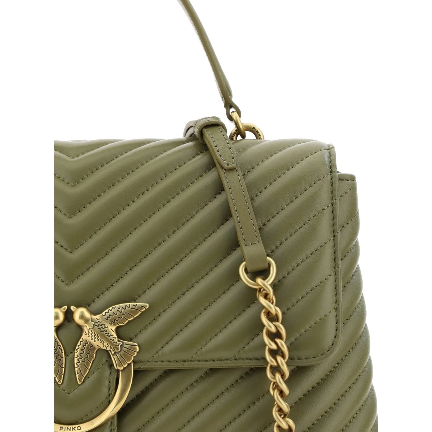 PINKO Emerald Elegance Calf Leather Handbag