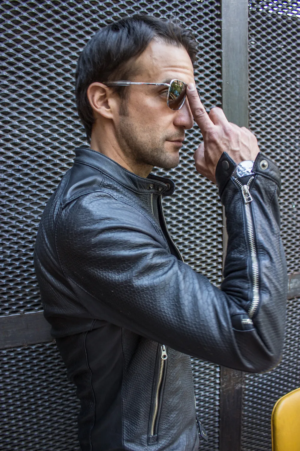 PITON Leather Jacket Black Embossed Snake Limited -