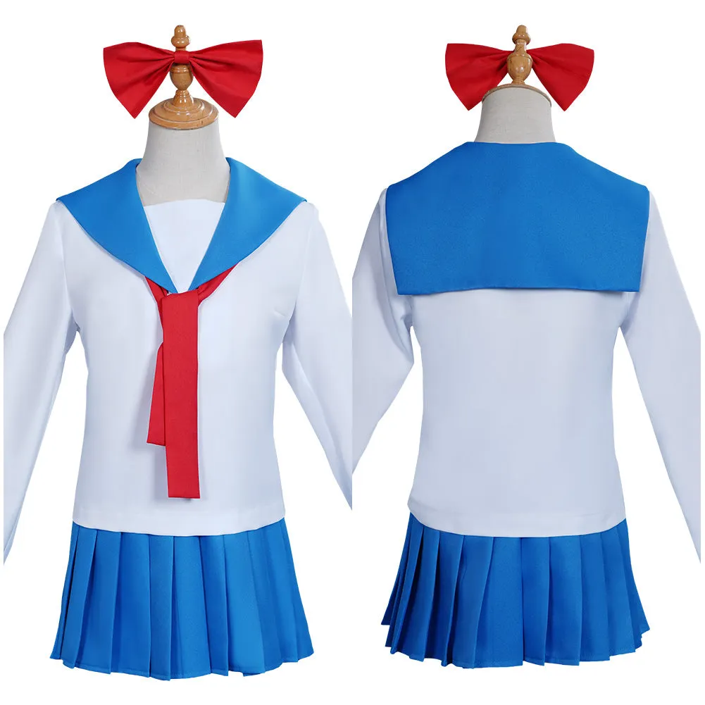 Poputepipikku Pop Team Epic Popuko Pipimi Blue Uniform Skirt Outfits Halloween Carnival Suit Cosplay Costume