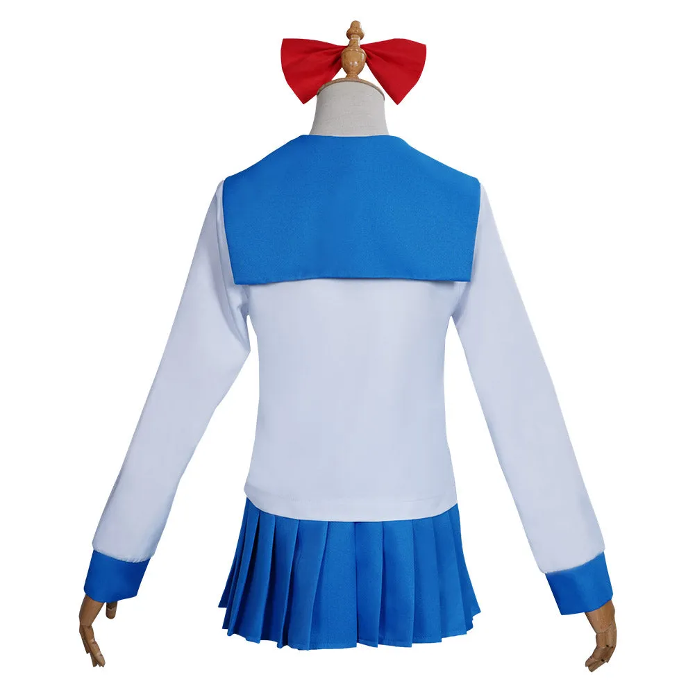 Poputepipikku Pop Team Epic Popuko Pipimi Blue Uniform Skirt Outfits Halloween Carnival Suit Cosplay Costume