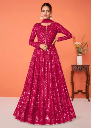 Precious Rani Pink Georgette Festive Anarkali Featuring Vartika Singh