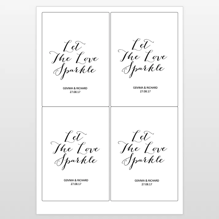 Printable: Let The Love Sparkle Sparkler Tags (personalised)