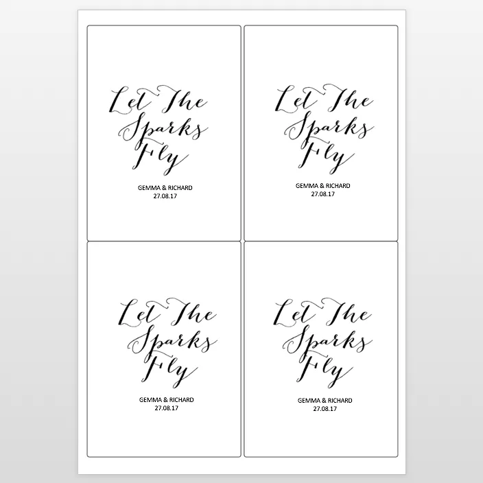 Printable: Let The Sparks Fly Sparkler Tags (personalised)