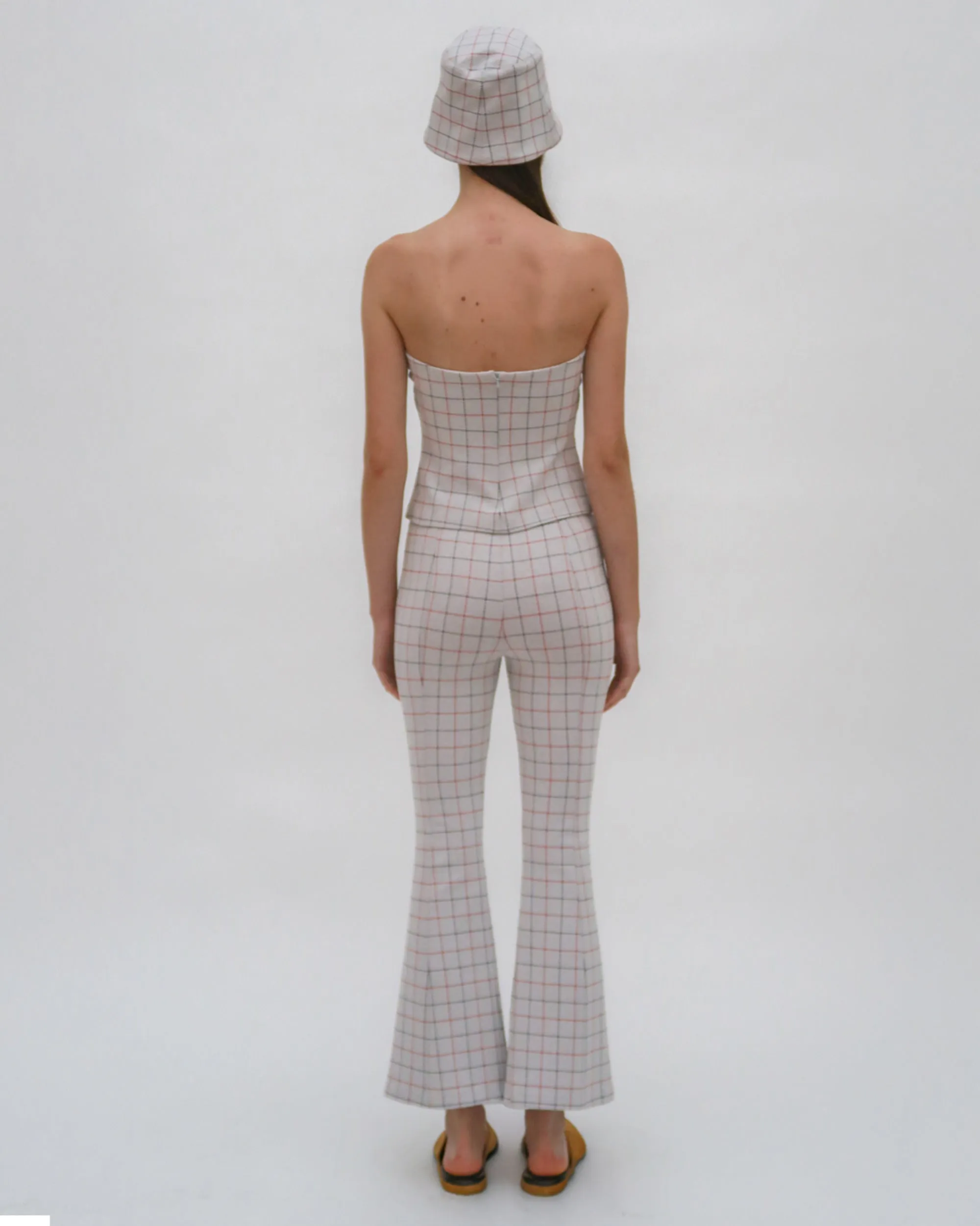 PULL ON CROPPED FLARE - STRIPED WINDOWPANE