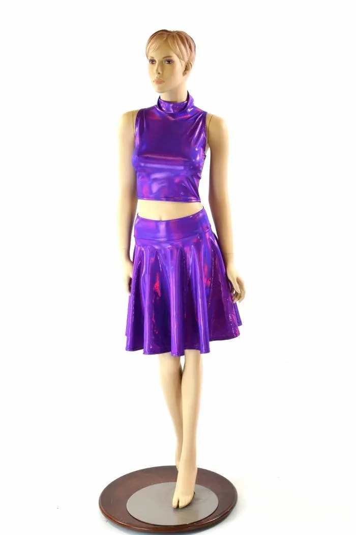 Purple Turtleneck Crop & Skirt