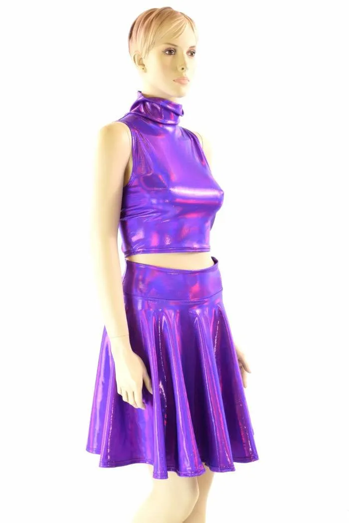 Purple Turtleneck Crop & Skirt